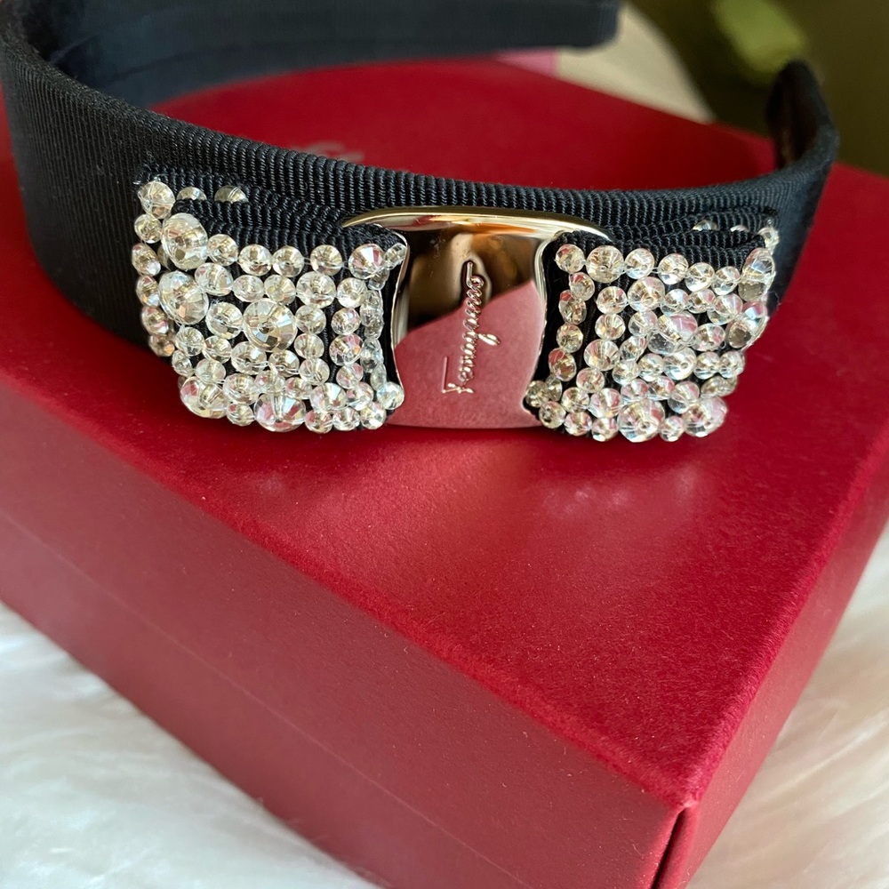 Ferragamo Vara Bow Headband Crystals